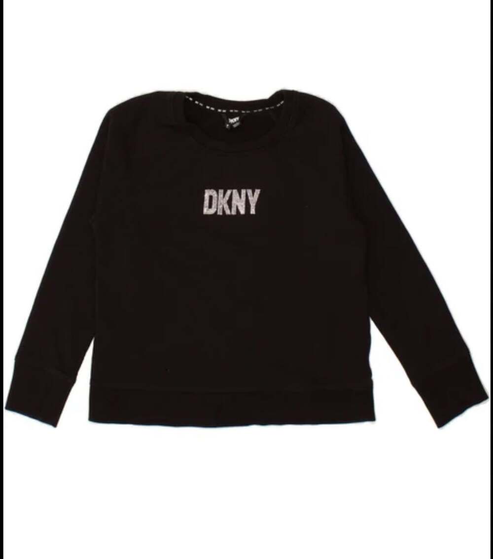 DKNY Sport Women's Black Rhinestone Logo Raglan Sweatshirt Size L
